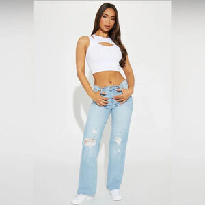 Nova 90's Stretch Ripped Straight Leg Jean - Light Wash Size 5